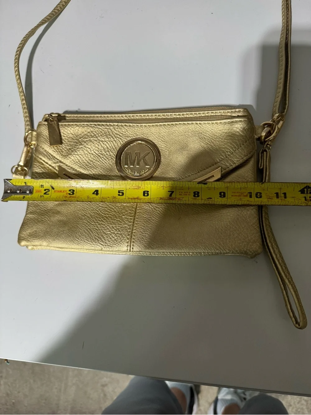 Michael Kors Metallic Gold Leather Crossbody Wristlet